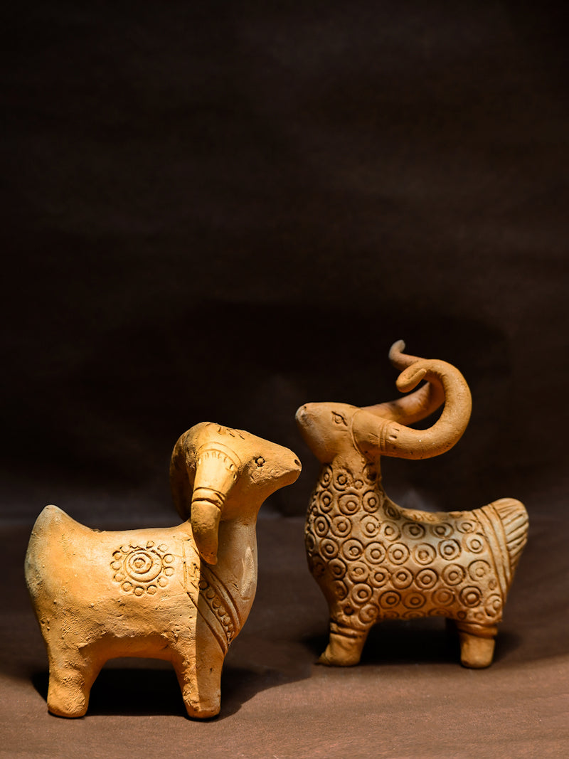 Shop Spirit of the Heights The Terracotta Markhor's Majesty, Terracotta art by Dolon Kundu