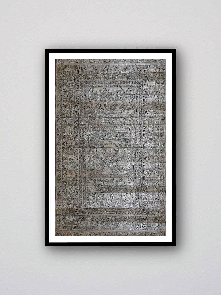 Spiritual Echoes: Timeless Tales in Monochrome Talapatra Painting by Apindra Swain for sale