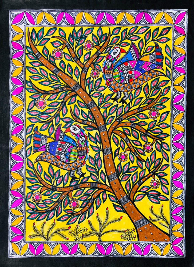 Splendor in Plumage - Nurturing Madhubani Art by Ambika Devi