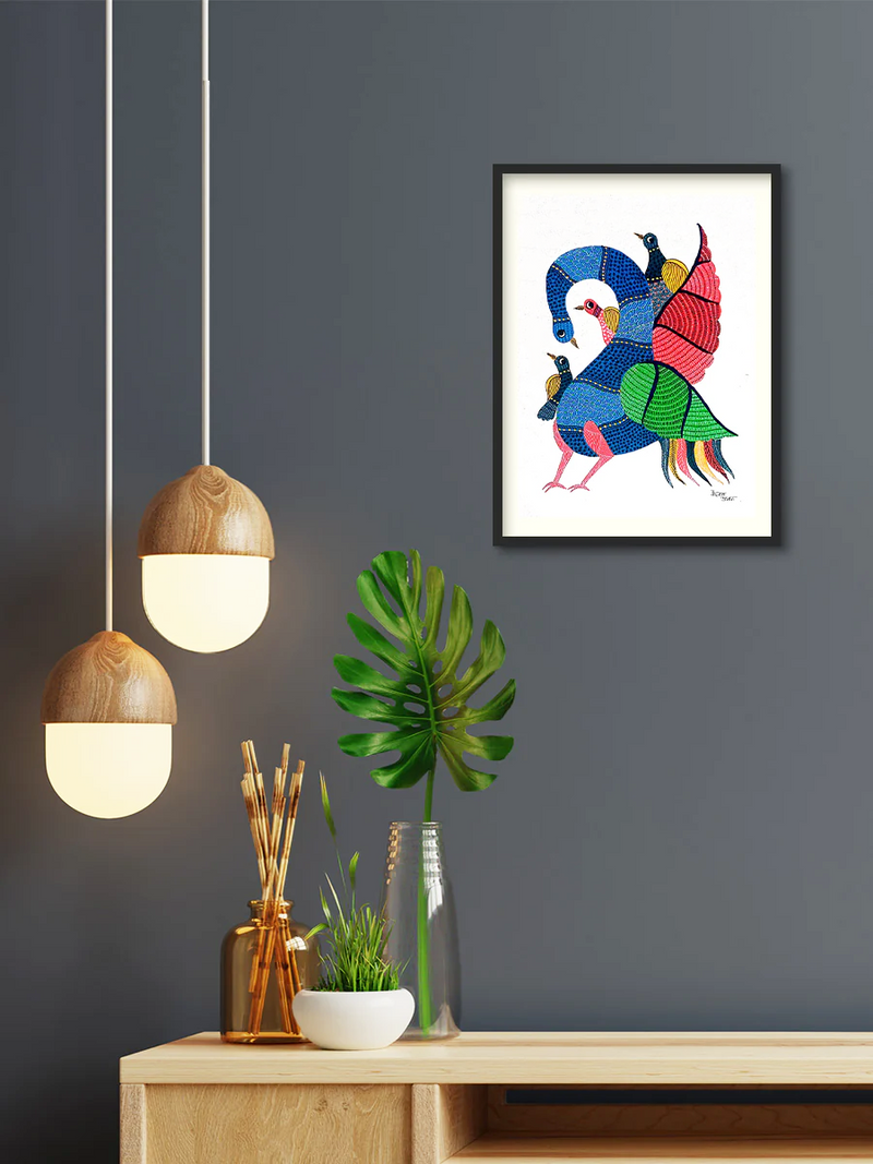 Shop Splendour of Plumage: Avian Symphony Gond artwork