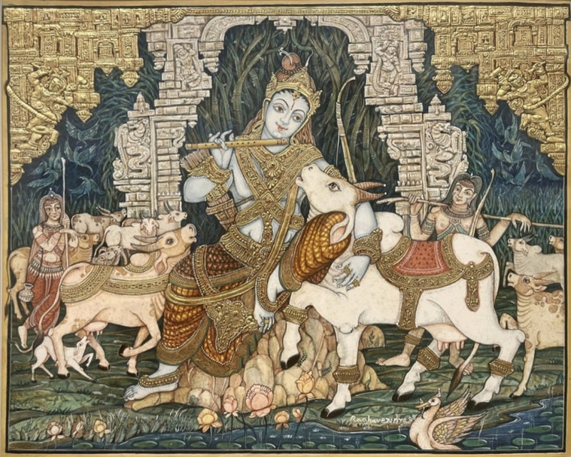 Buy Sri Krishna with Cows In Mysore by Raghavendra B B