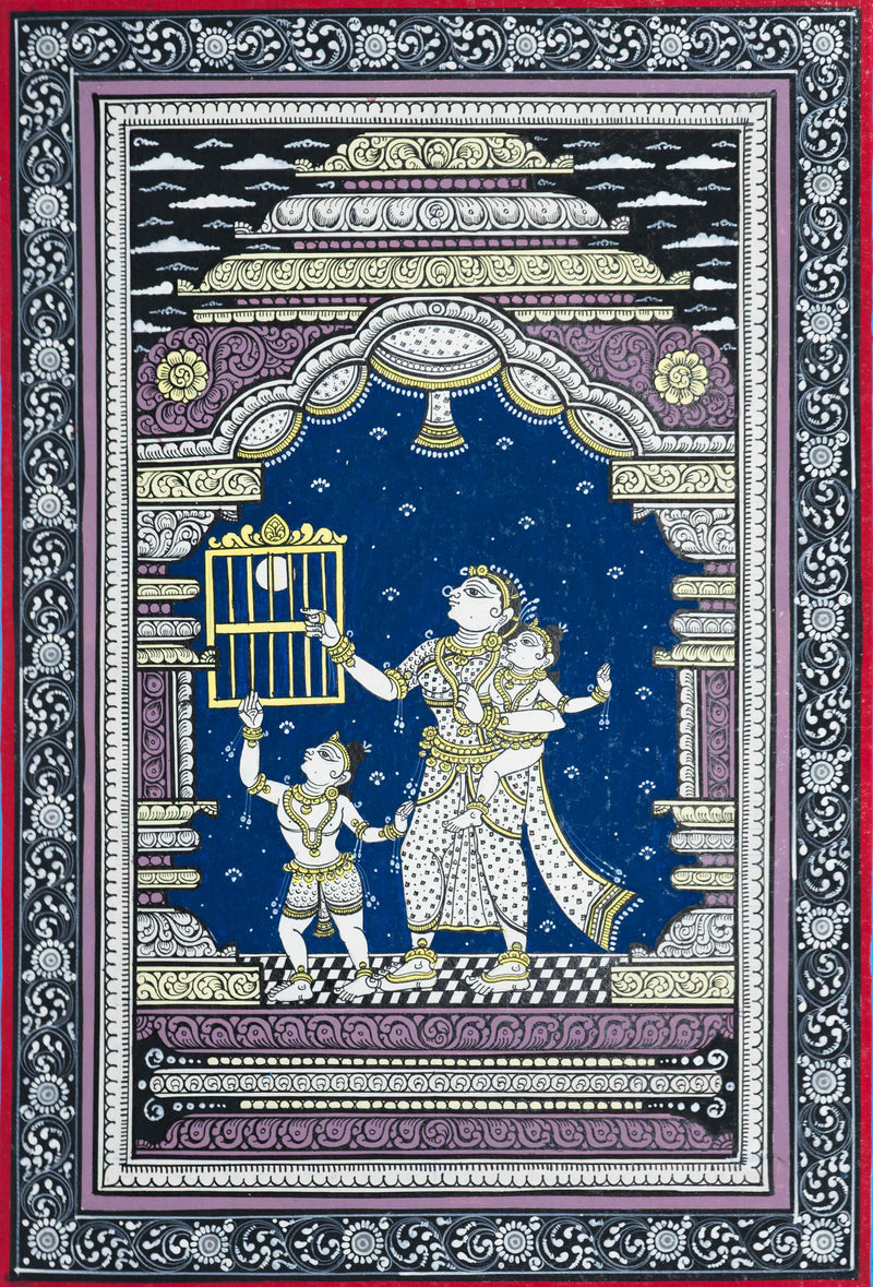 Customers had the opportunity to buy the captivating painting "Motherhood Unveiled: The Bal Krishna, Yashoda, and Balram at Mandapa Pattachitra" from the shop.