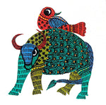 Buy Strength and Freedom The Bull and Bird's Alliance Gond Painting by Kailash Pradhan