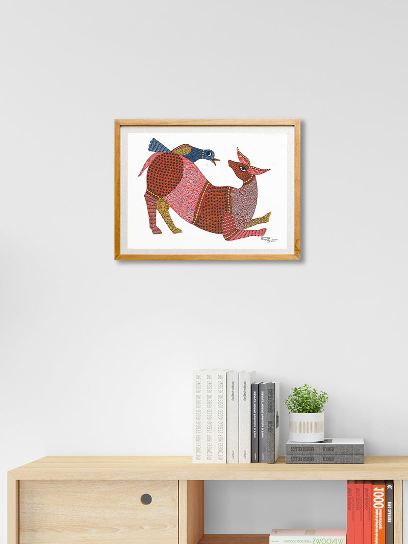 Shop Symphony of Colors: A Harmonious Tale on Canvas Gond Painting 