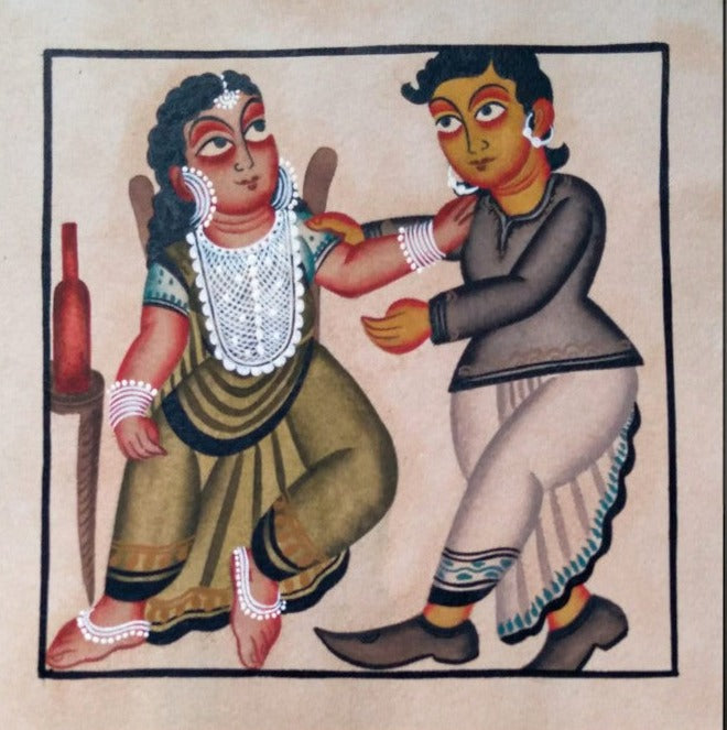 Symphony of a couple: Kalighat Painting by Bapi Chitrakar