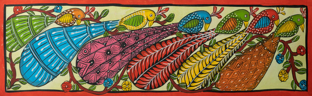 The Lyrical Plumes: Santhal Tribal Pattachitra by Manoranjan Chitrakar