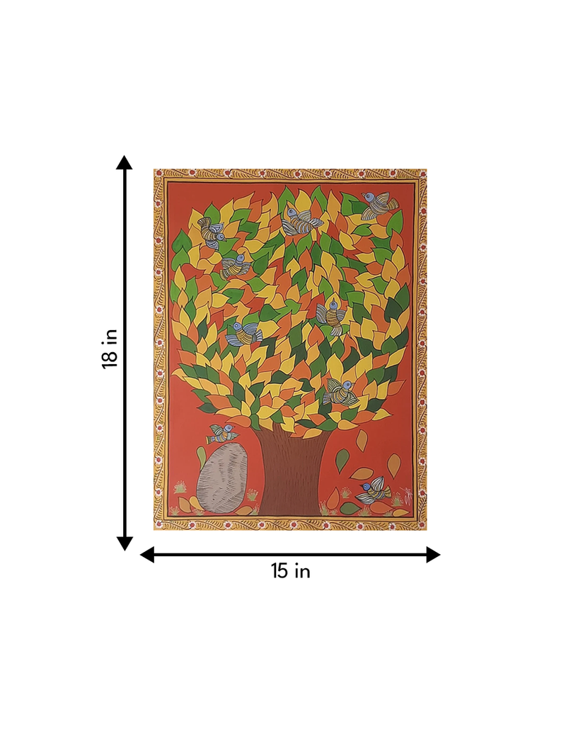 TREE OF LIFE: CHERIYAL SCROLL PAINTING by Sai Kiran