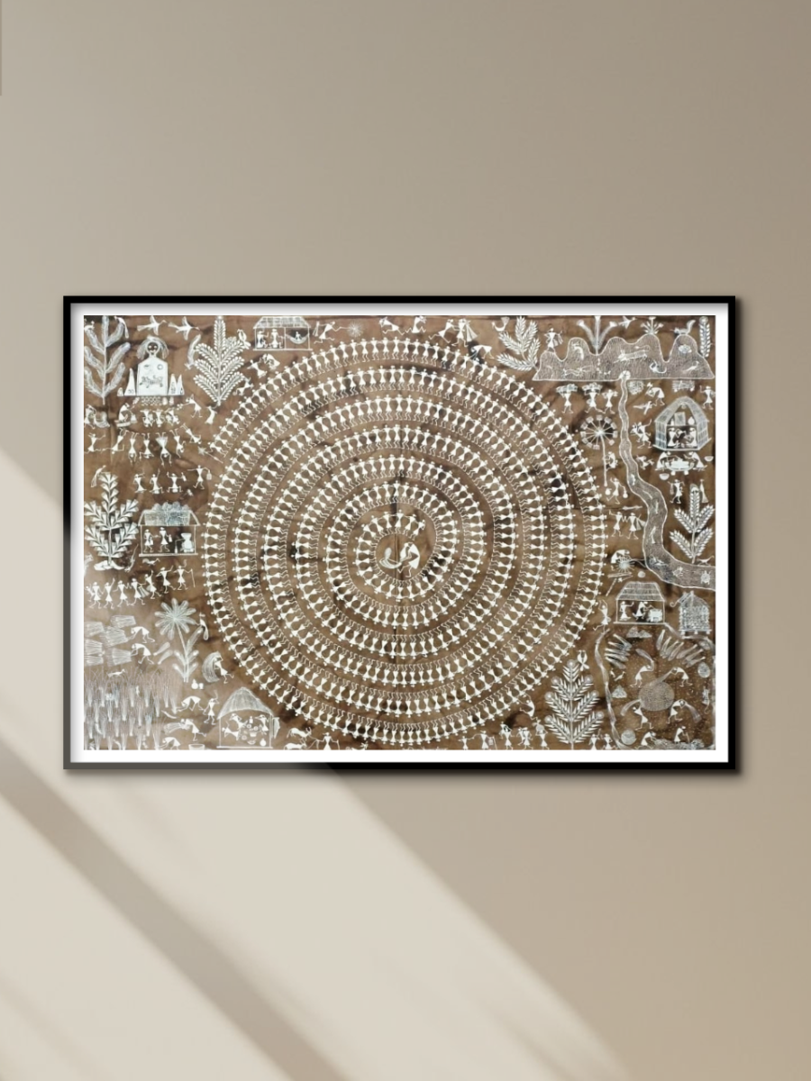 buy Tarpa Dance and village: Warli Painting by Anil Wangad