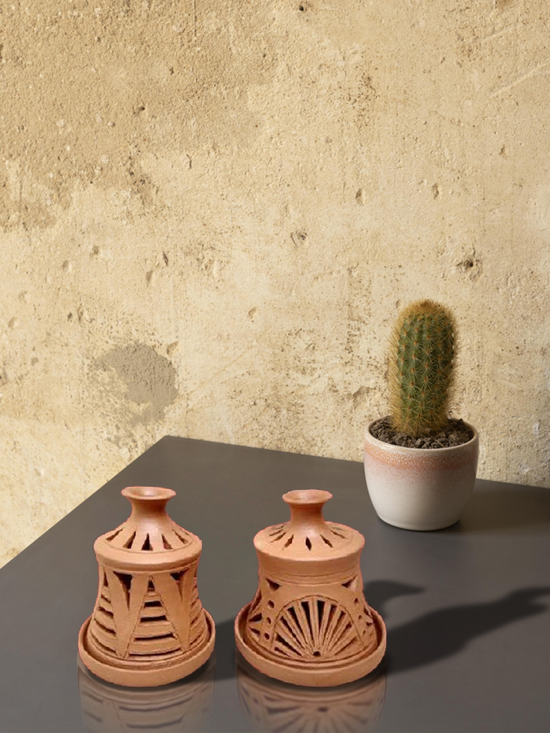 Shop Tea Light Holder in Terracotta Art by Dolon Kundu