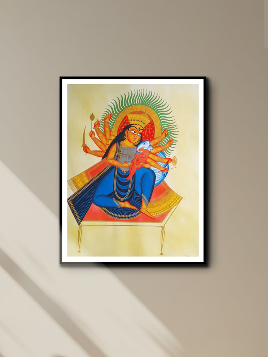 Tender Embrace of Mother Parvati: Kalighat Vibrancy by Uttam Chitrakar