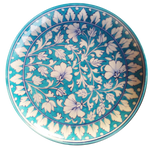 Buy Tendrils & Leaves design on a plate In Blue pottery