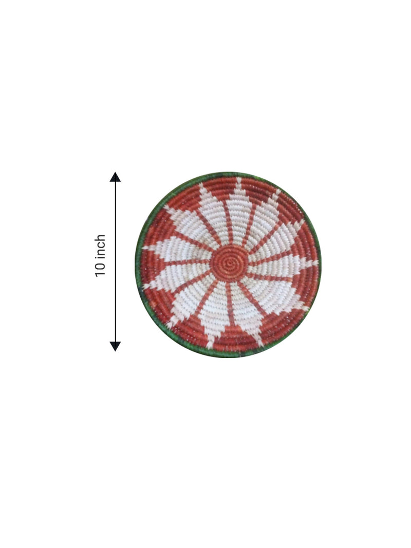 Terracotta sunburst wall plate in sabari grass work for sale