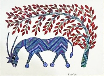 buy The Deer and the Tree Bhil art 