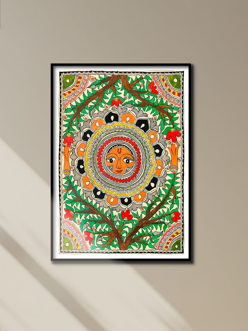 The Glory of Surya Dev, Madhubani Painting by Ambika Devi