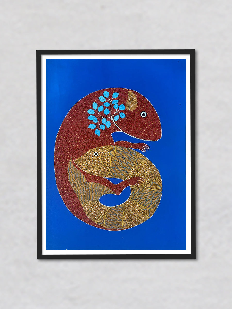 The Gond Fish, Gond painting by Venkat Shyam