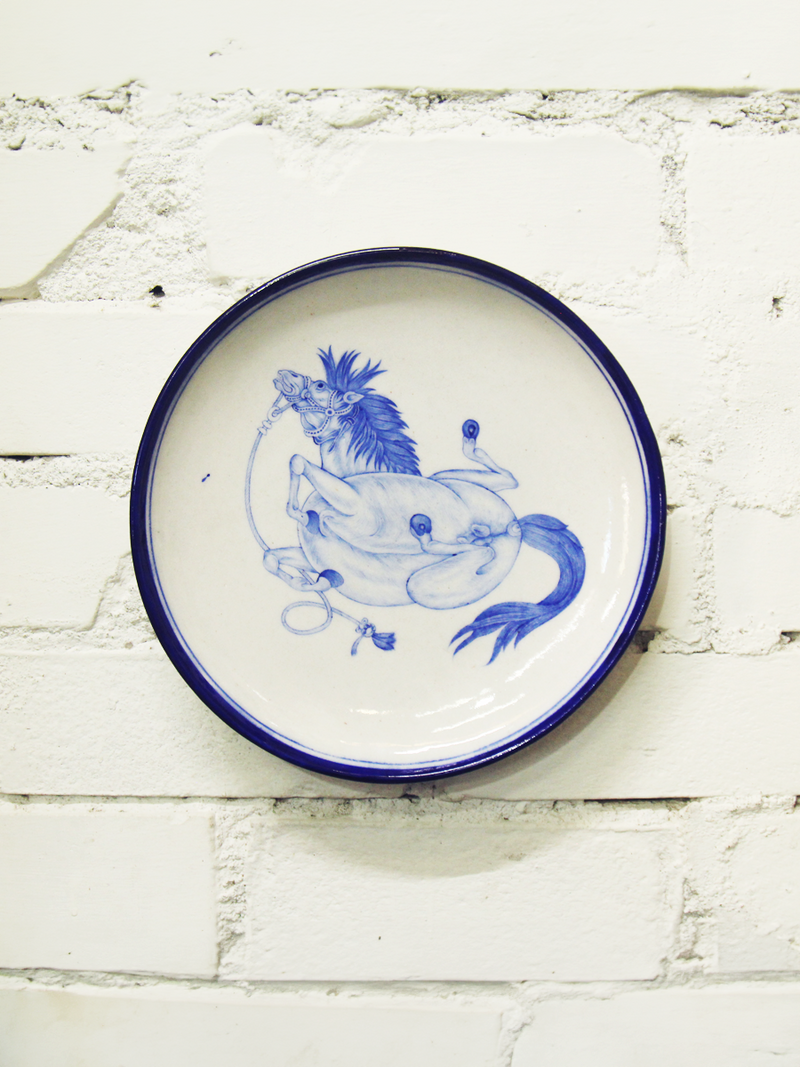 Shop The Horse In Blue Pottery Plate by Shilp Guru Gopal Saini