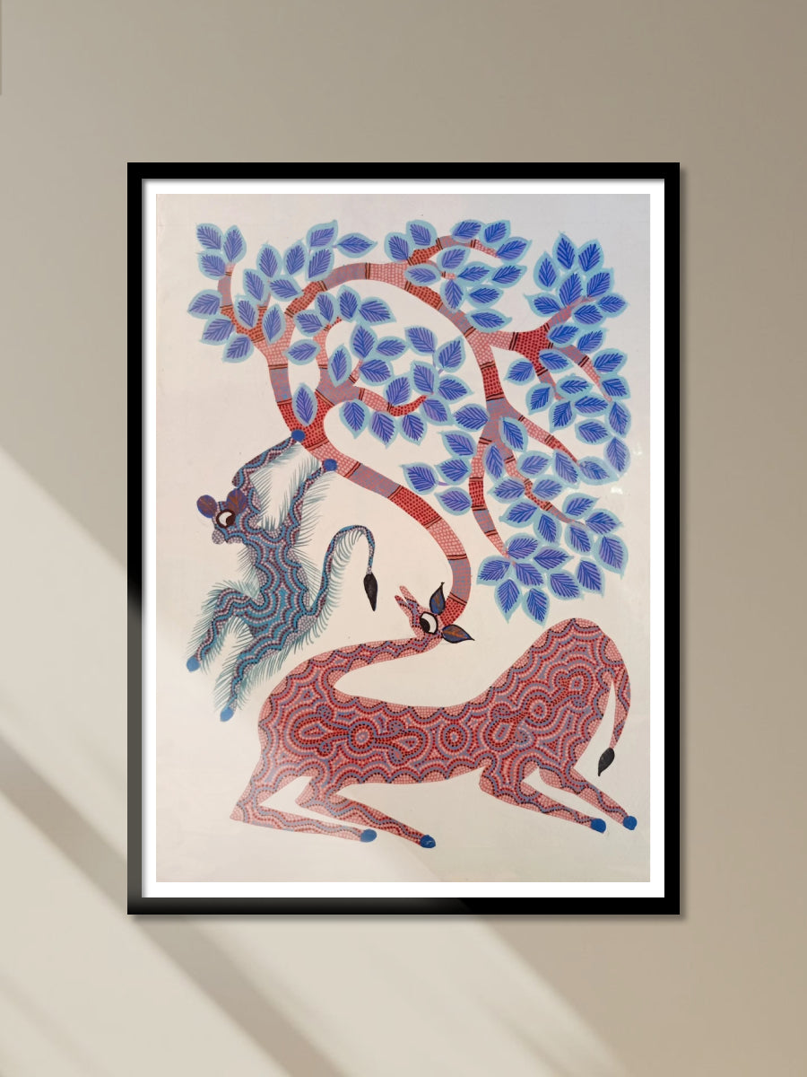 Shop The Lion and a Deer in Bhil Painting by Geeta Bariya