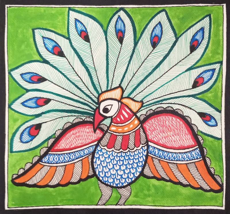 Buy The Majestic Peacock in Madhubani by Priti Karn