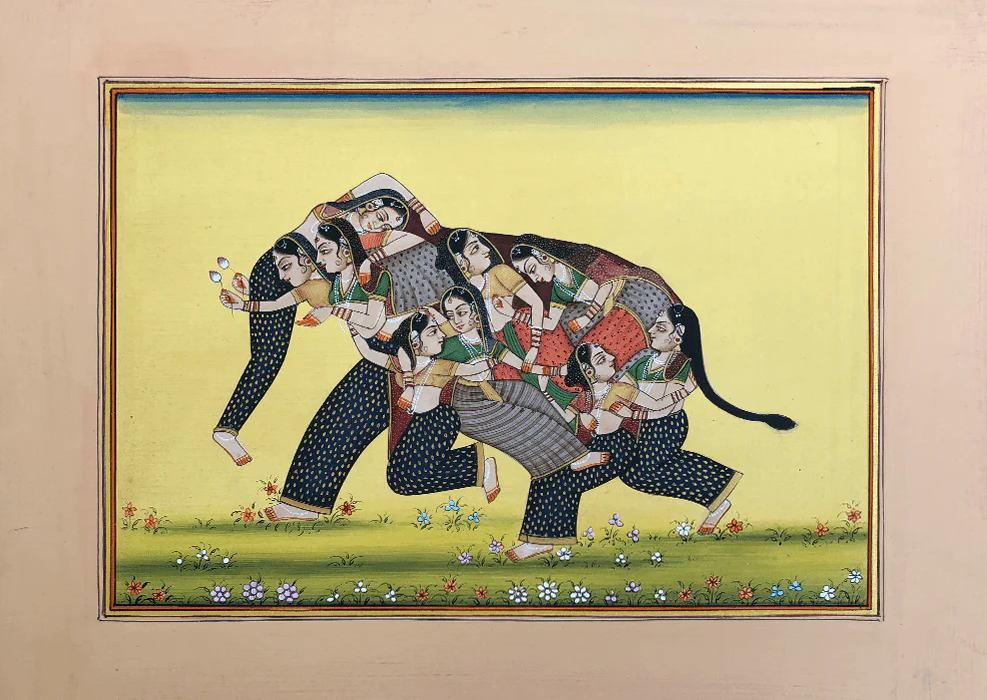 Buy The Nari-Kunjar in Elephant in Miniature Painting by Mohan Prajapati