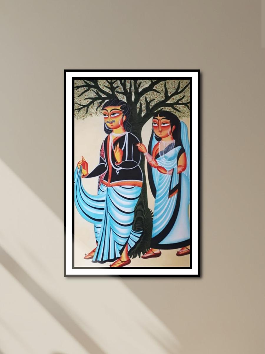 The Symphony of Serenity: A Kalighat Painting by Uttam Chitrakar