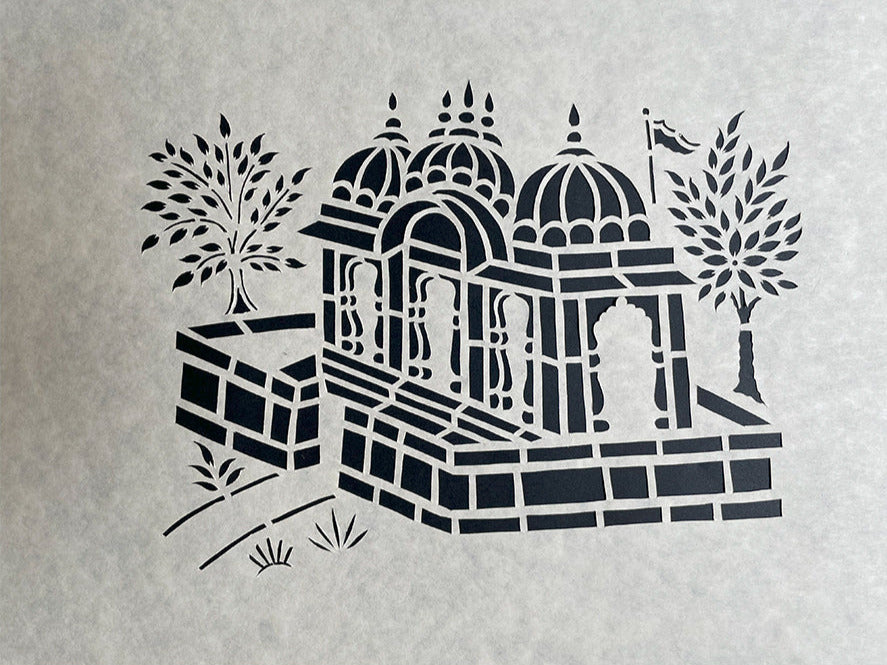 The Temple, Sanjhi Artwork By Ashutosh Verma