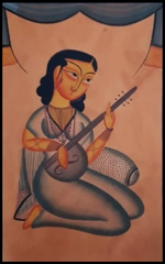 Buy The Veena's Embrace: A Kalighat Portrait by Uttam Chitrakar