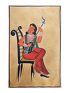 The Woman in Red Saree: Kalighat painting by Uttam Chitrakar for Sale