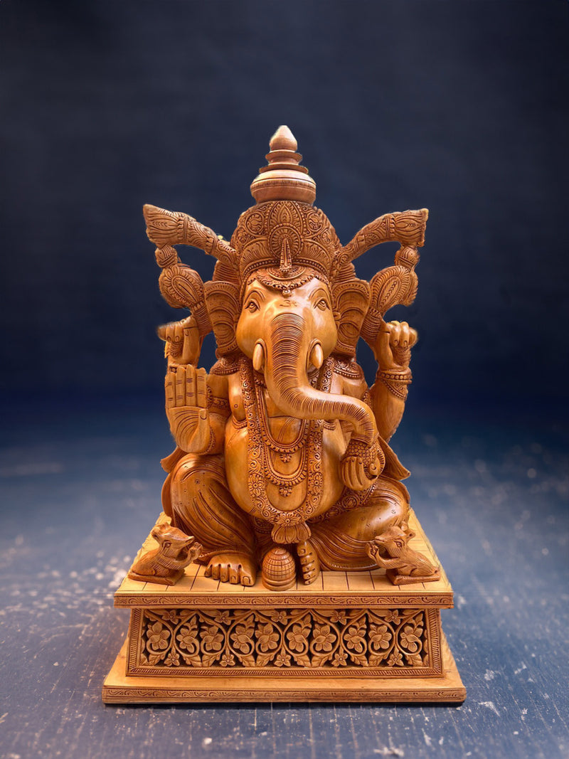 Shop The idol of Ganesha in Kadam Wood Carving by Om Prakash