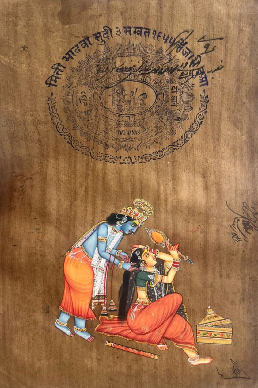 Buy The love of Radha and Krishna In Mughal Miniature by Mohan Prajapati