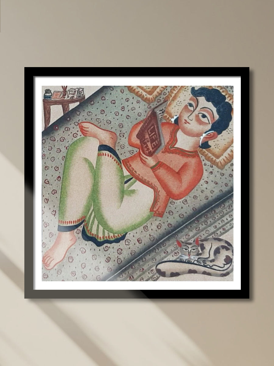 Shop The reader, Kalighat Art by Bapi Chitrakar
