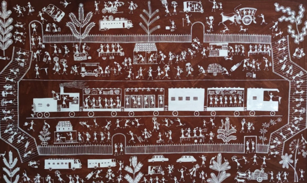 Train : Warli Painting by Anil Wangad