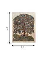 Tree of Life: Coy peacocks Kalamkari Painting by Harinath.N