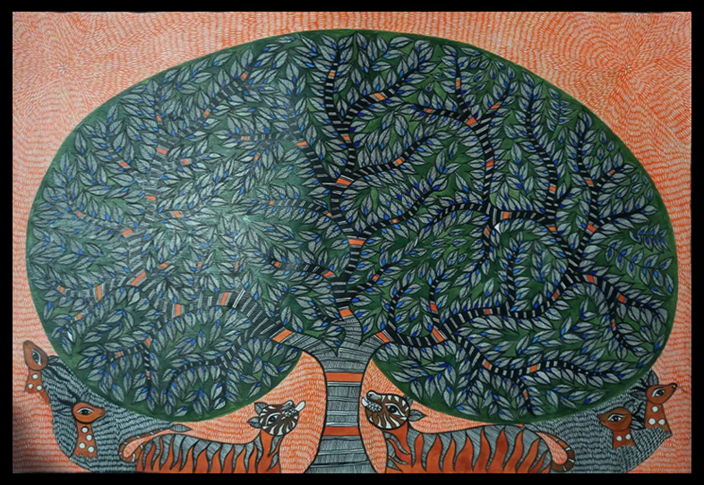 Tree of Life, Madhubani Painting by Vibhuti Nath