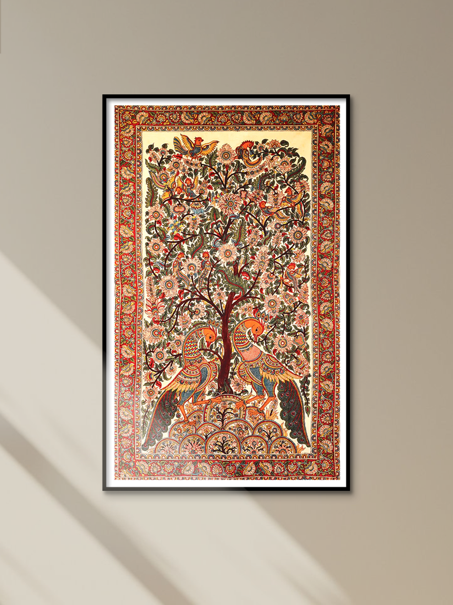 Tree of Life with Peacocks Kalamkari Painting by Siva Reddy