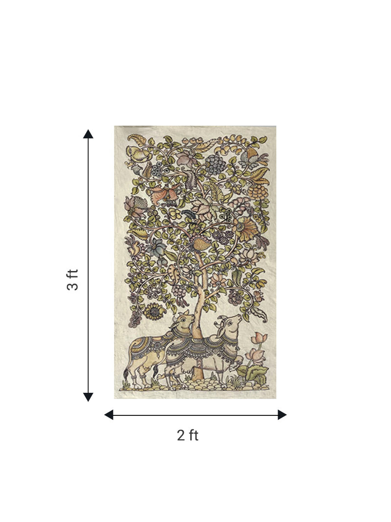 Tree of life: Cows Kalamkari painting by Sudheer