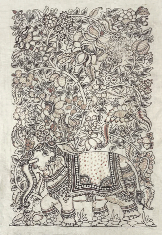 buy Tree of life: Majestic Elephant Kalamkari painting by Sudheer