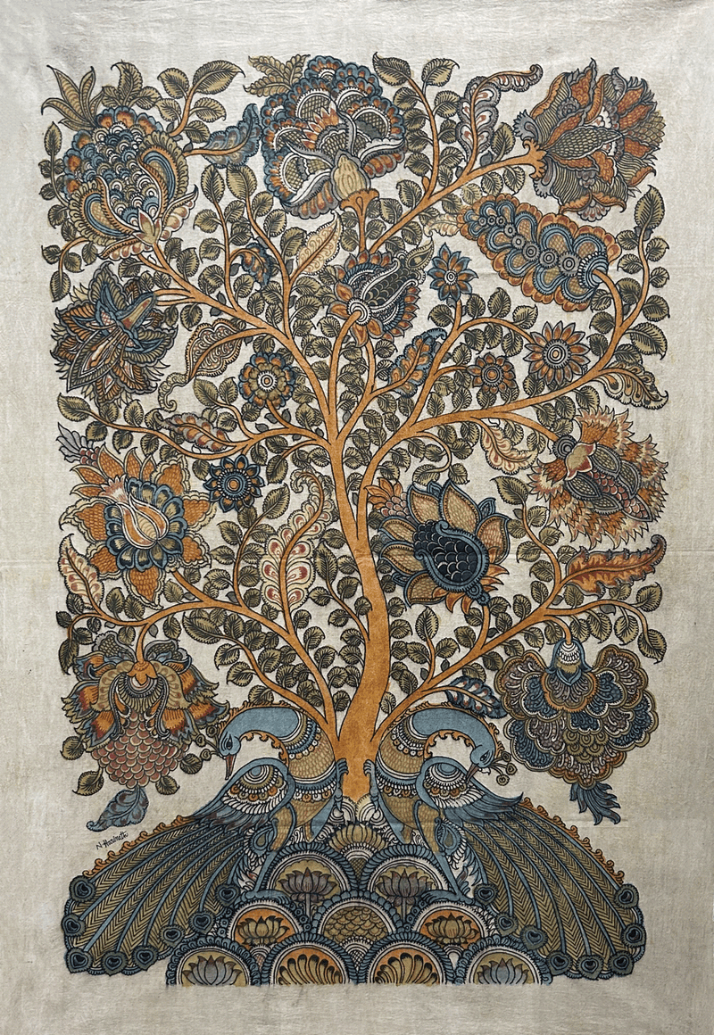 Tree of life with stone base Kalamkari Painting by Harinath.N