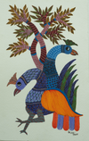 buy Tree and Peacock in Gond by Kailash Pradhan