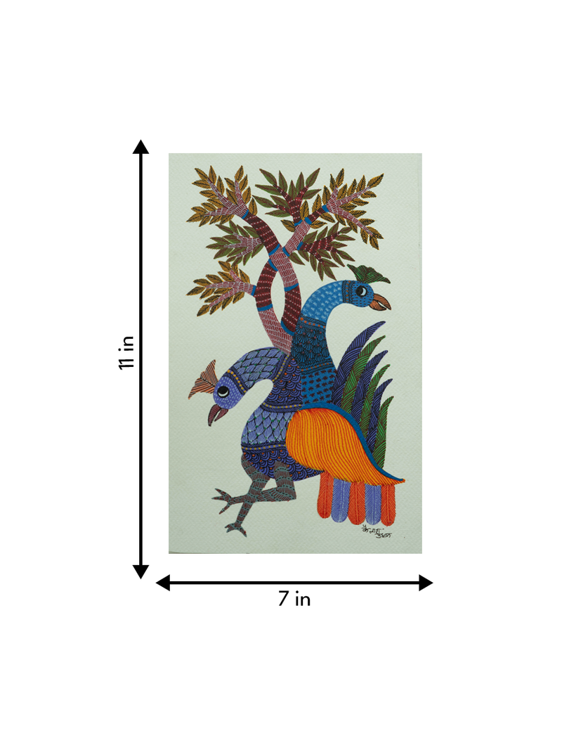 Buy Tree and Peacock in Gond by Kailash Pradhan