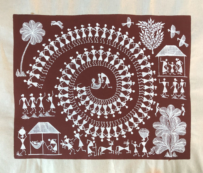 Tribal Celebration, Warli Art by Dilip Bahotha