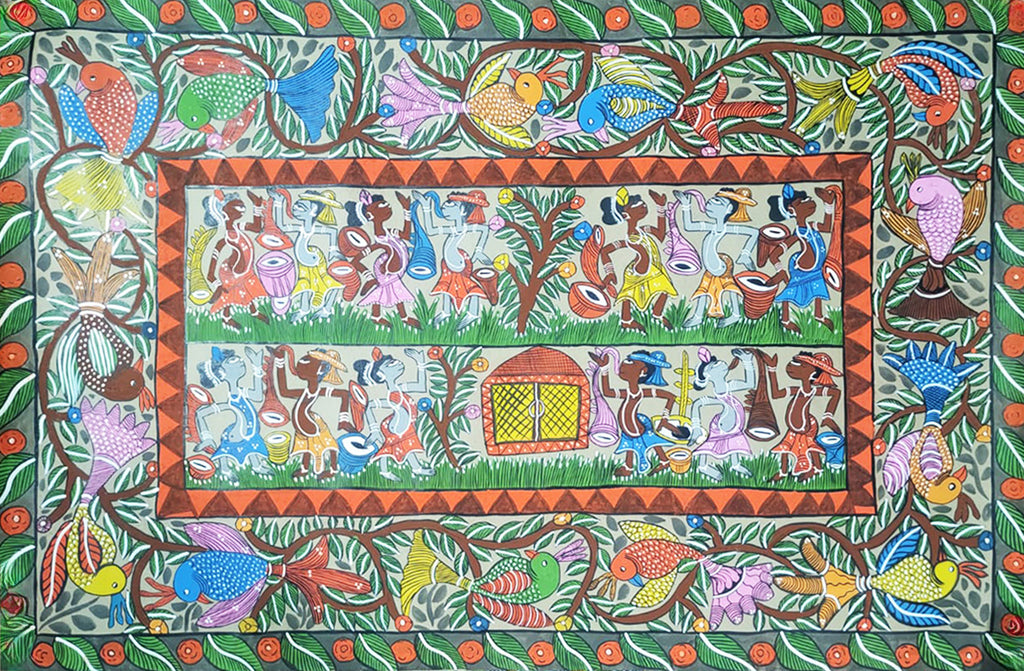 Buy Tribal Dance in Bengal Pattachitra by Hasir Chitrakar