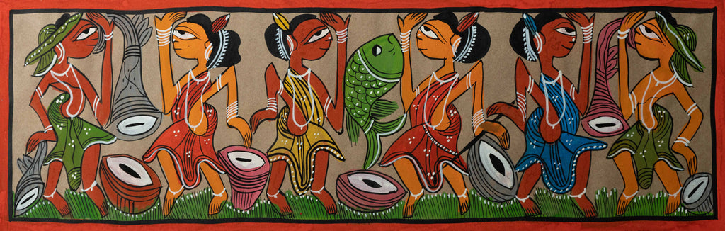 Buy Tribal Dance with Fish: Santhal-Tribal Pattachitra