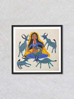 Tribal Woman with Deers, Bhil Art by Geeta Bariya