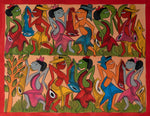 Tribal dance in Santhal-Tribal Pattachitra by Manoranjan Chitrakar