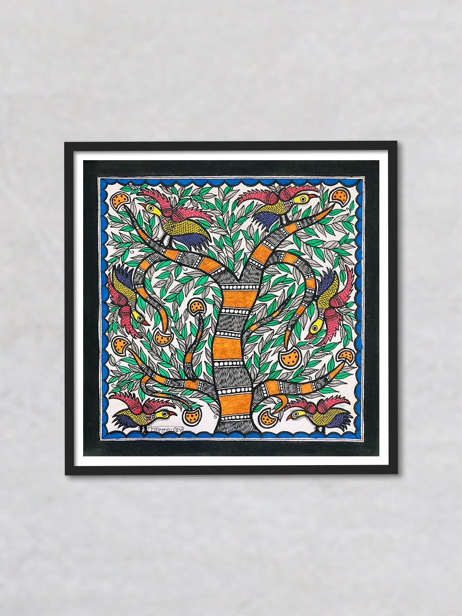 Tropical Symphony - Fruition of Desire, Madhubani Painting by Ambika Devi