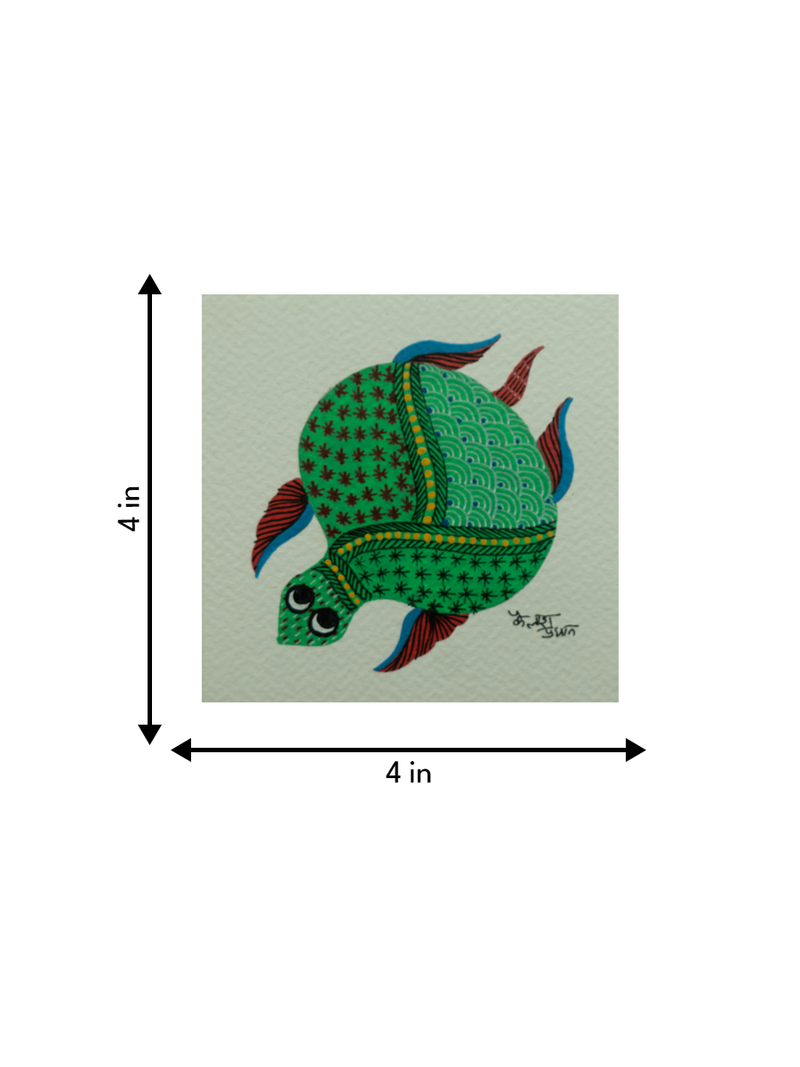 Turtle in Gond by Kailash Pradhan for sale