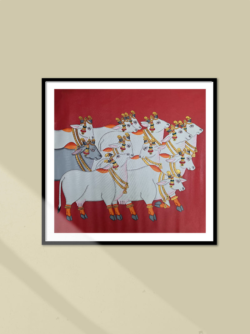 Buy Traditional Pichwai Painting Of 12 Cows In One Frame