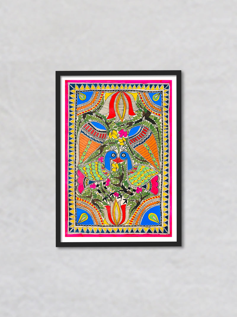 Two Peacocks, Madhubani by Ambika devi