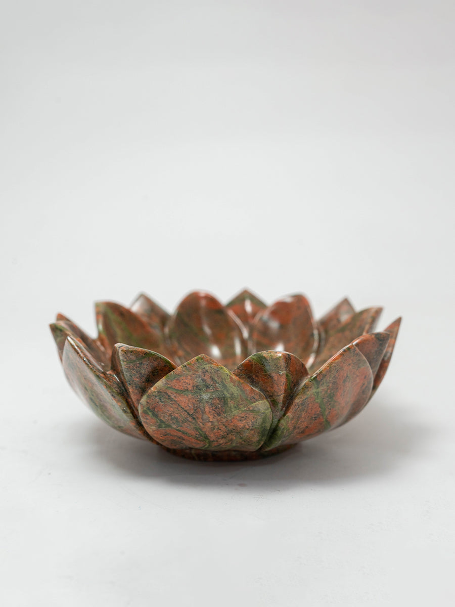 Unakite Awakening: The Majestic Lotus in Vibrant Hues 