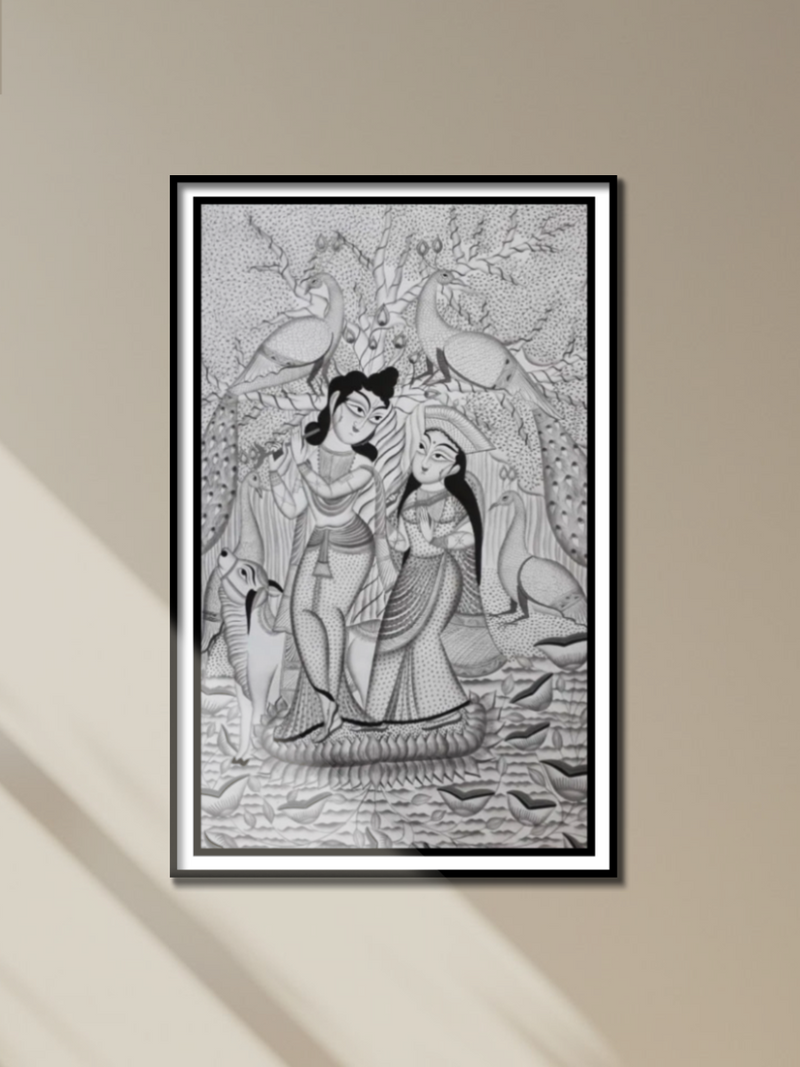 Buy Uttam Chitrakar's Serenade: Radha and Krishna on Kalighat Canvas